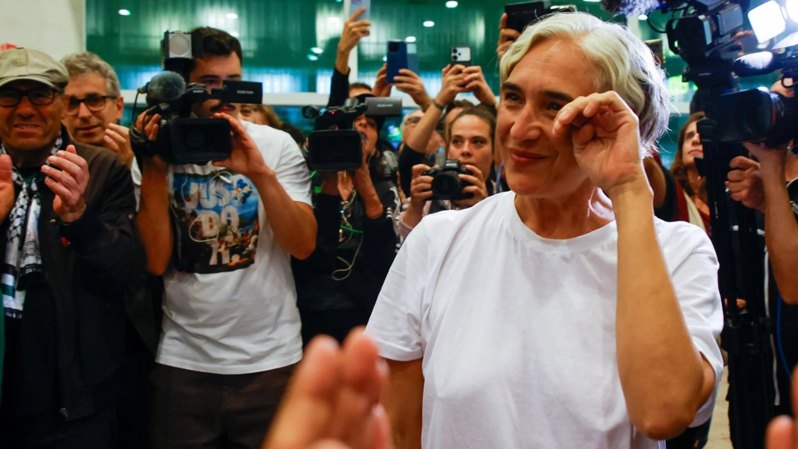 Ada Colau a su llegada a Barcelona.