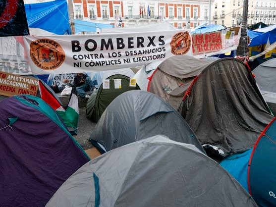 Acampada en la Puerta del Sol de Madrid.